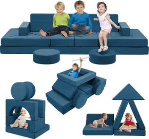 Winzoo 22Pcs Modular Kids Play Couch - Kids Couch for Playroom Bedroom Living Rooms Toddler Sofa for Inspiring Child Creativity，Children Convertible Foam Sofa