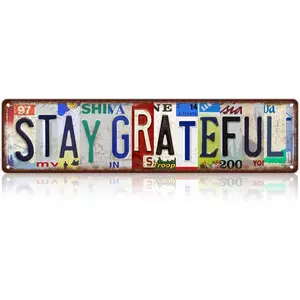Vintage Stay Grateful Wall Decor Street Signs Metal Tin Signs 16 x 4 Inches
