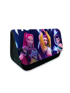 Demon Hunter Girl Group Pattern Printed Triangular Double-Layer Flap Pencil Case