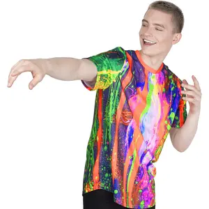 Unisex Neon Multicolor Paint Splash Psychedelic T - Shirt, Perfect for Music Festivals, Raves, Pride Parades, Casual Parties & Daily Wear for Men Women