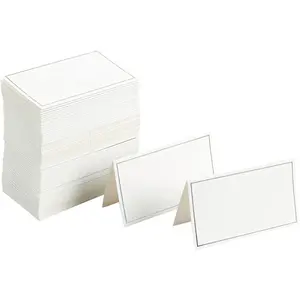 Place Cards for Table Setting - 100-Pack 3.5 x 2 In White &  Foil Folded Tents - Wedding & Banquet Seating, Buffet  Tags & Table Name Cards