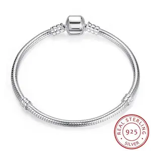 Handmade Original Silver Color Original Charm Bracelet With S925 Logo Women  DIY Beads Charms Bracelet Bangle
