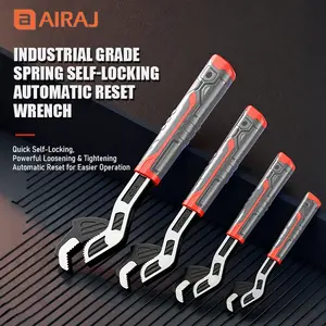 AIRAJ 4pcs Heavy-Duty Self-Locking Multi-Purpose Ratchet Wrench Set -  (6", 8", 10", 12" - with Non-Slip Grip Handle, Chrome Vanadium Alloy Steel Construction - for Plumbing, Automotive, Home, Professional & Personal Use - Ideal for Professionals