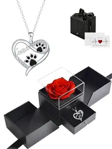 Paw Heart Eternal • Loyal Companion Original luxury cute paw print necklace with elegant diamond-studded design.Comes with a preserved rose jewelry gift box.Ideal gift for birthdays, Mother’s Day, Valentine’s Day and all festivals.