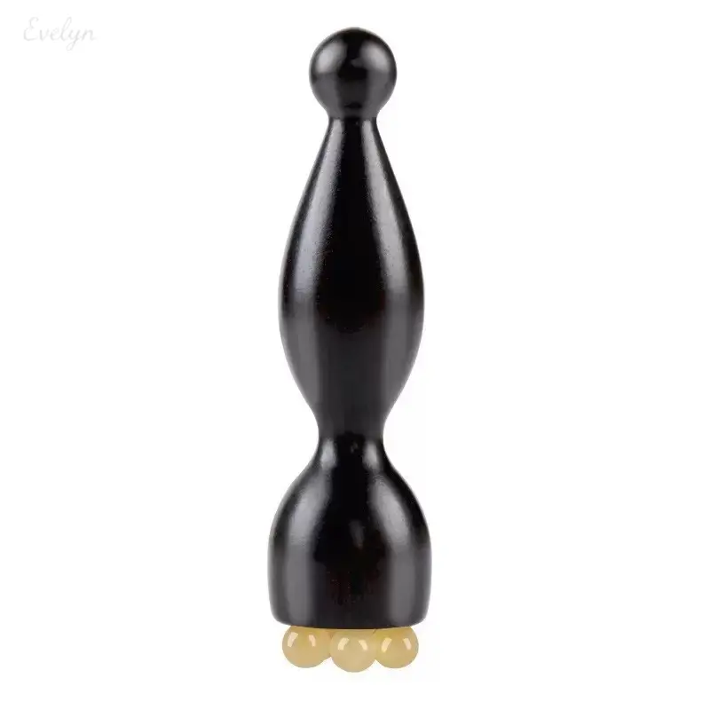 Wood Multi Round Bead Facial Eye Acupoint Massage Stick, Handheld Ergonomic Wooden Pressure Massager Tool, Portable Skin Relax Wand for Under Eye Cheek Daily Skincare Routine