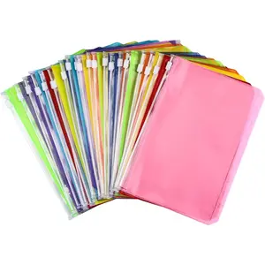 24Pcs A5 6 Holes Zipper Binder Pouch for Cash ID Card Credit Card, 8 Colors