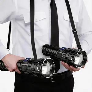 Ultra-bright rechargeable flashlight (2-pack), LED tactical flashlight, long-range illumination, USB rechargeable, power bank function, digital display; suitable for emergencies and camping.