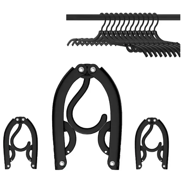12PCS Travel Folding Hangers Portable Clothes Hangers Multifunctional Foldable Hanger(Black)