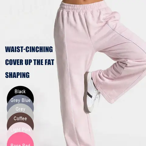 Womens Workout Straight Yoga Pants for Girls High Waist Wide Leg Sweatpants with Pockets Fashion Stretch Lounge Comfy Joggers Gym Pants Sports Jogging Wear