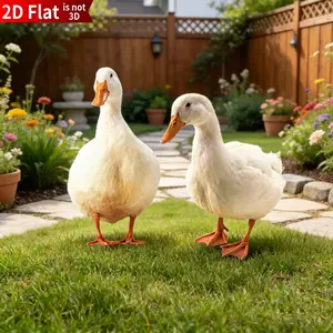 2pcs 2D Flat Realistic Colorful Duck Metal Garden Stake, Outdoor Yard Farm Ranch Iron Art Decor, No Power Needed, Durable Design, Realistic Ducks