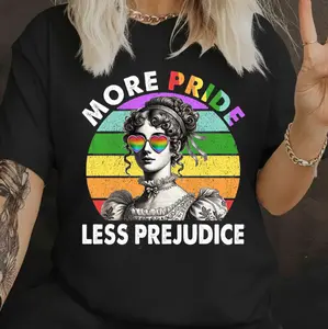 More Pride Less Prejudice Tshirt, Retro  Jane Austen Tshirt, Proud Ally Tee, Pride Month Gift