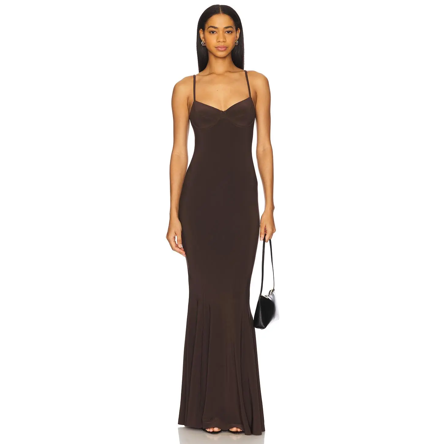 Norma Kamali Underwire Fishtail Gown in Chocolate
