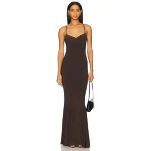 Norma Kamali Underwire Fishtail Gown in Chocolate
