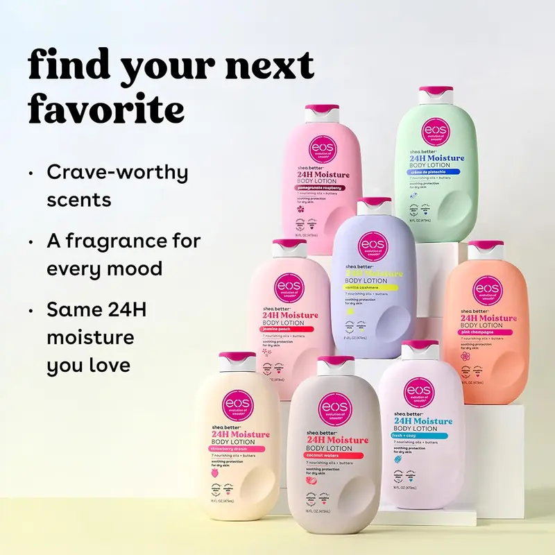 eos Shea Better Body Lotion Pink Champagne 24H Moisture 16 fl oz ...