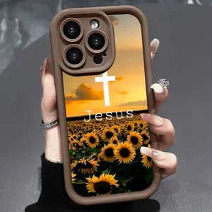 Featuring a Sunflower Cross Design Case for iPhone 16 15 14 Pro Max 13 12 11 XR XS Plus Shockproof Non Slip Military-Grade Protection Silicone Cover