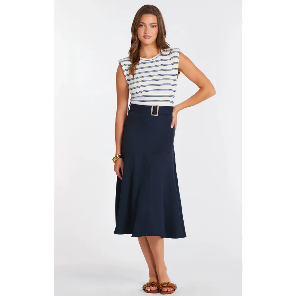 Kristopher Twofer Dress in Indigo Stripe