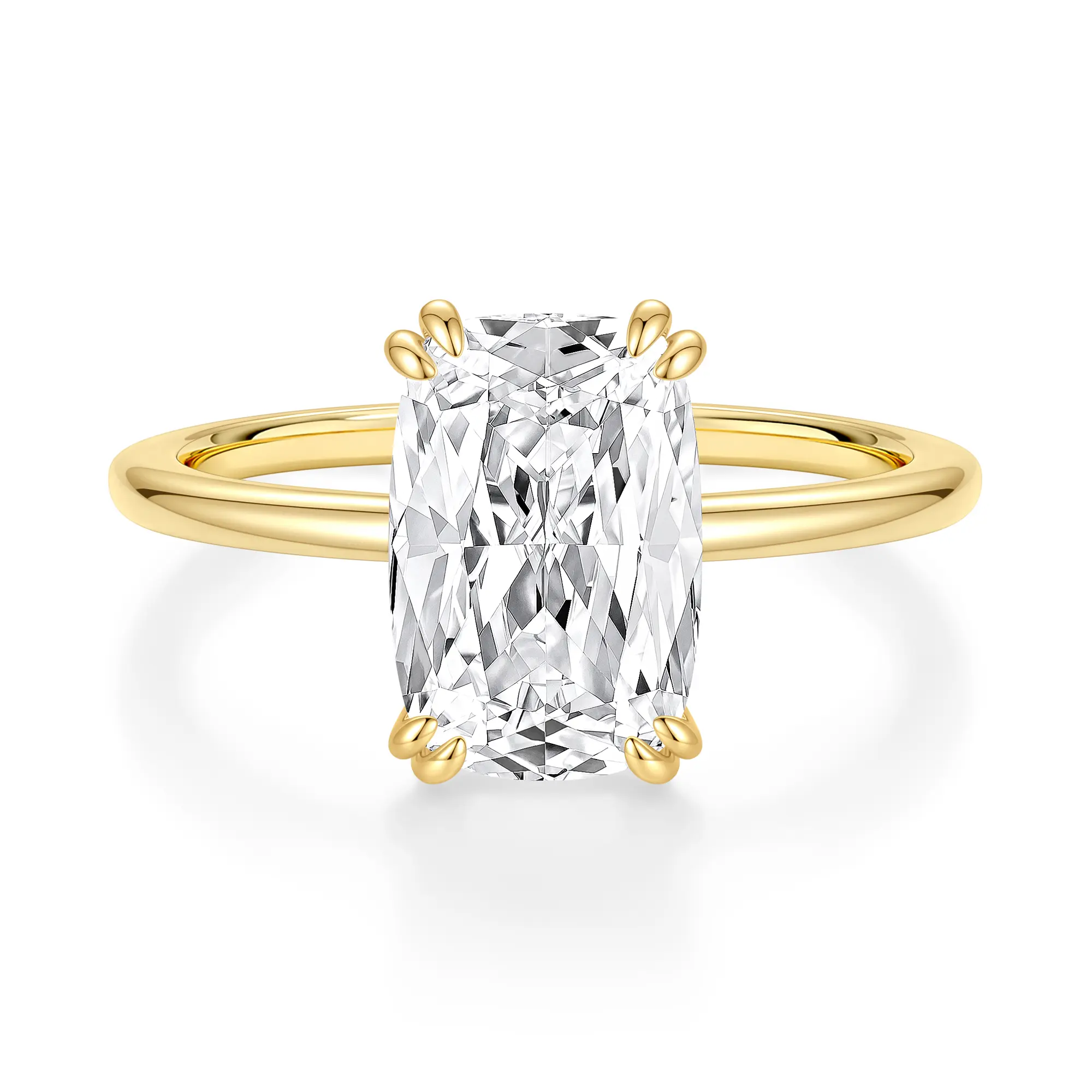 EAMTI 14K Gold Plated Engagement Ring, 3CT Ice Flower Cut Cubic Zirconia CZ Wedding Promise Ring for Her