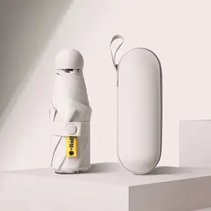 2-Pack Travel Umbrella Thickened Reinforced 5-Fold Windproof Ultra-Light Mini Capsule Pocket Umbrella with UV Protection Manual Opening 6-Rib Structure Rubber Handle Multiple  UV50++