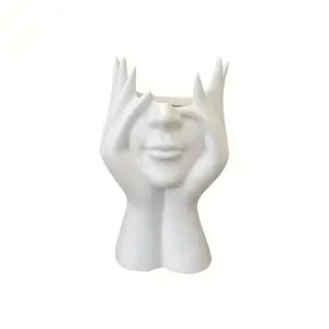 Luxury Art Face Elephant Vase Makeup Storage Box, Multifunctional Brush Holder, High-Value Cosmetic Bag, Desktop Organizer Gift, Beauty Organizer