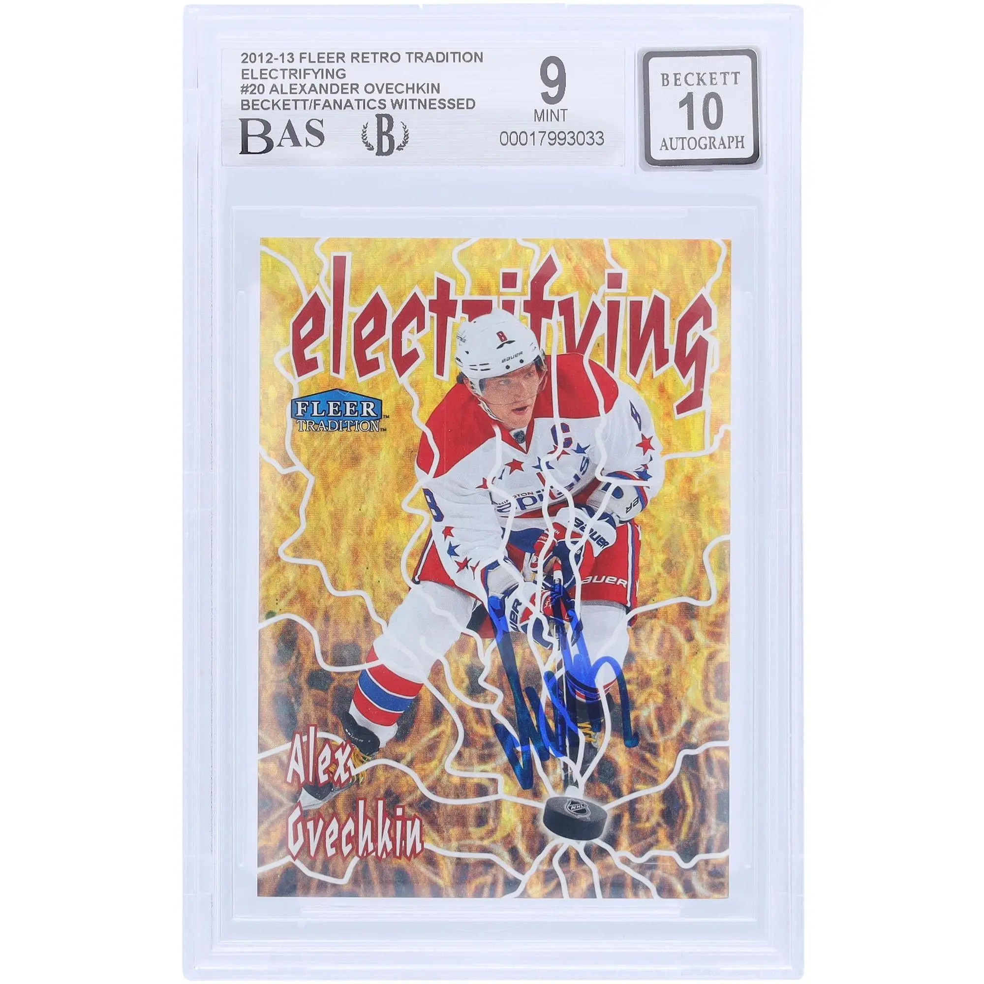 Alexander Ovechkin Washington Capitals Autographed 2012-13 Fleer Retro Electrifying #20 Beckett Fanatics Witnessed Authenticated 9/10 Card - Fanatics Authentic Certified