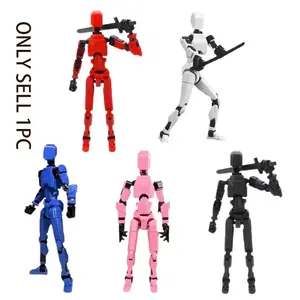 1pc Multi-Joint Movable 3D Printed Doll, Carrot Robot Figure Model, Kids Building Block Puzzle Toy, STEM Building Blocks, Educational Playset for Children