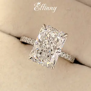 Effinny 7.0ct Radiant Cut Engagement Ring for Women, 5A Grade Cubic Zirconia Promise Ring in 925 Sterling Silver, Anniversary Ring