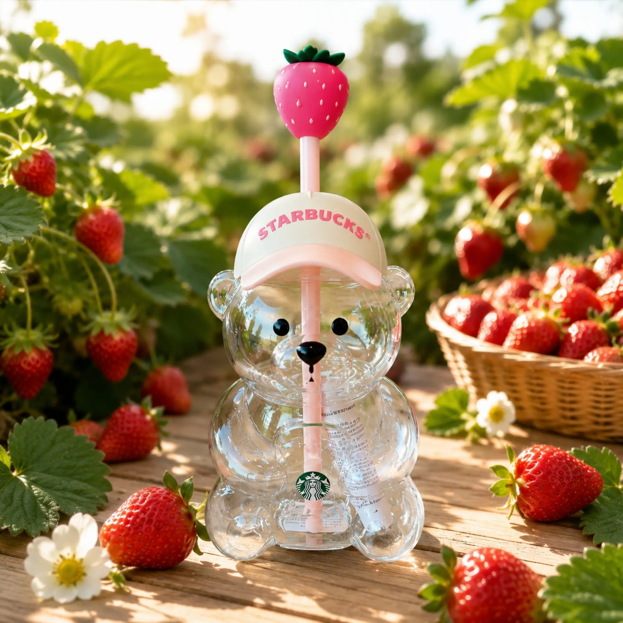 New 20oz Starbucks x KBO Limited Collaboration Bearista Strawberry Bear Cold Cup, Reusable Kitchenware Drinkware Tumbler
