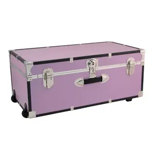 Seward Trunks  30 in. Rover Trunk with Wheels & Lock, Orchid, Vinyl, Wood, Wooden, Boxes