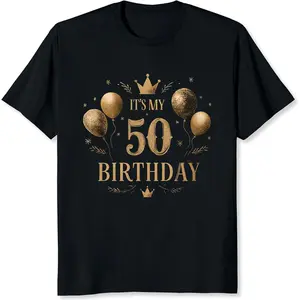 Women's 100% Cotton Short-Sleeve Casual Graphic Tee, Fabric Garment, 50th Birthday Gift for Men, Outdoor Party Shirt
