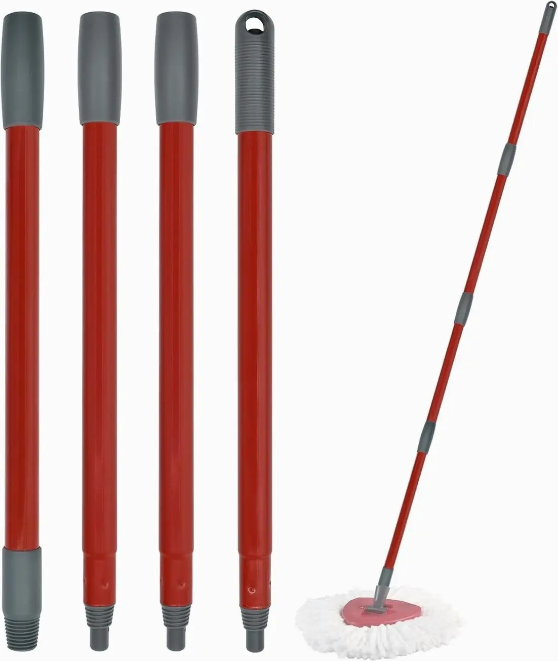 Mop Handle for, Mop Handle for , Spin Mop Replacement Handle for , 4 Section 30" to 58" Mop Handles for  Spin Mop & H2pro Flat Mop,