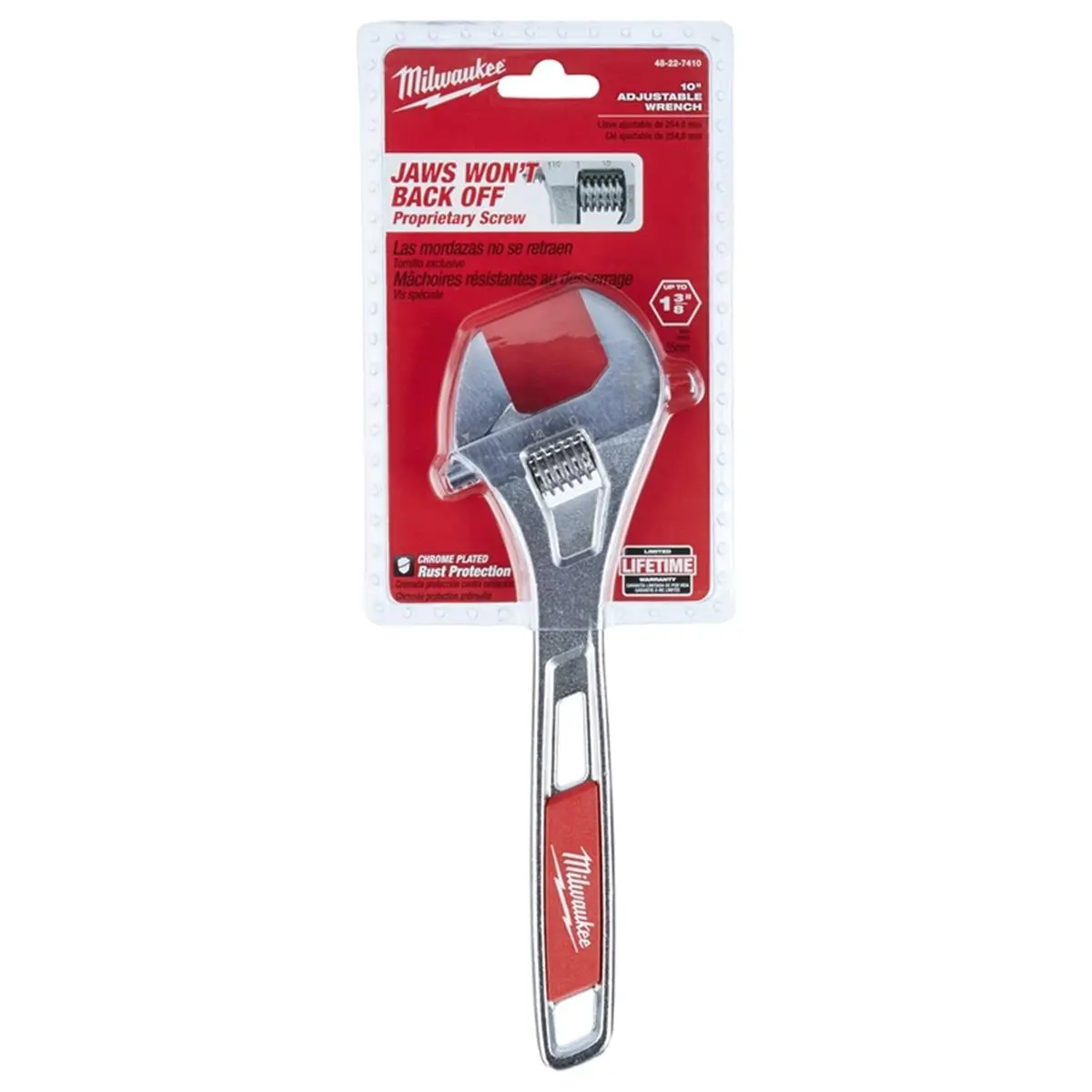 Milwaukee 10 in. Adjustable Wrench with Chrome Plate, Adjustment Screw, and Parallel Jaws