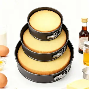 7", 8", 9" Cake Pan, Round Carbon Steel Pan Cake Baking Mold Springform Pan, Leak-Proof with Nonstick Removable Bottom, Round Cake Pans Set of 3 pcs