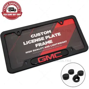 Gloss Black Front or Rear GMC Logo Emblem License Plate Frame Cover