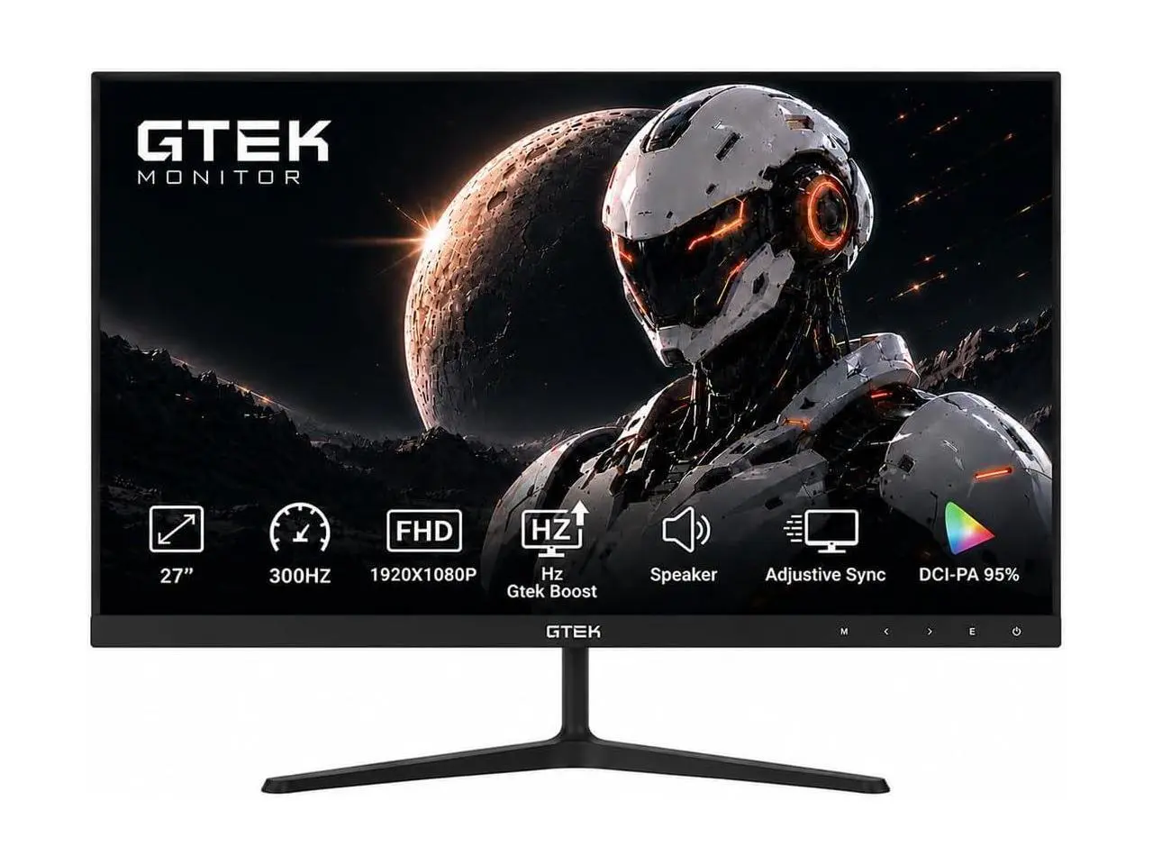 GTek 27" 300Hz Gaming Monitor, FHD1080P 240Hz Computer Monitor, 1ms (OD), 2X HDMI & 2X DisplayPort, Built-in Speakers, FreeSync & G-Sync Compatible, Eye Care