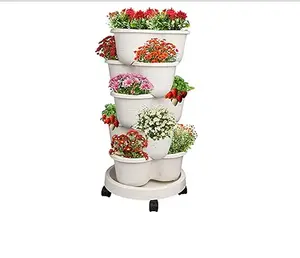 Strawberry Planter, Stackable Gaden Tower for Flowers, Vegetables, Grow Your Own Herb Garden Vertical Oasis of Vegetables and Succulents