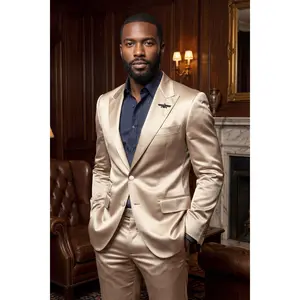 Extent Blazer Metallic Satin Coat with Pocket, Suitable for Men, Suitable for Various Occasions Original Fabric Spandex Menswear