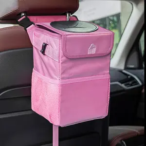 Portable Car Seat Back Trash Can with Lid for Summer Gift, Waterproof Larger Capacity Car Hanging Storage Bag, Car Interior Accessory, Multipurpose Car Trash Can Organizer, Automotive