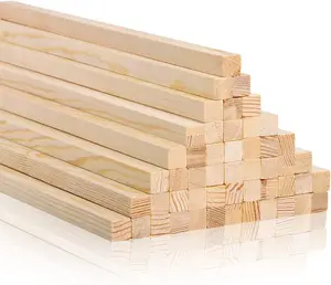50 Pack Square Wooden Dowel Rod, 1/2 x 12 Inch Unfinished Pine Wood Sticks, Natural Long Dowel Strips Wood Sticks for Woodcraft, Model, DIY Project, Home Decor