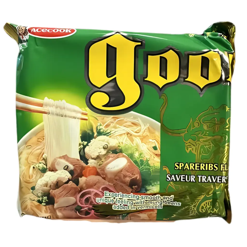 [ACECOOK] Instant Pork Spareribs Noodle with Dried Vegetables, Bowl-Packed Instant Noodle - 56g