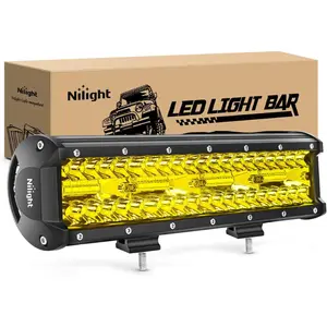 Nilight 12 Inch 240W Amber Lights Triple Row Spot & Flood Combo 30000LM Bar Driving Boat Led Off Road Lights for Trucks tailgate light Car Accessories Vehicle  dealsforyoudays