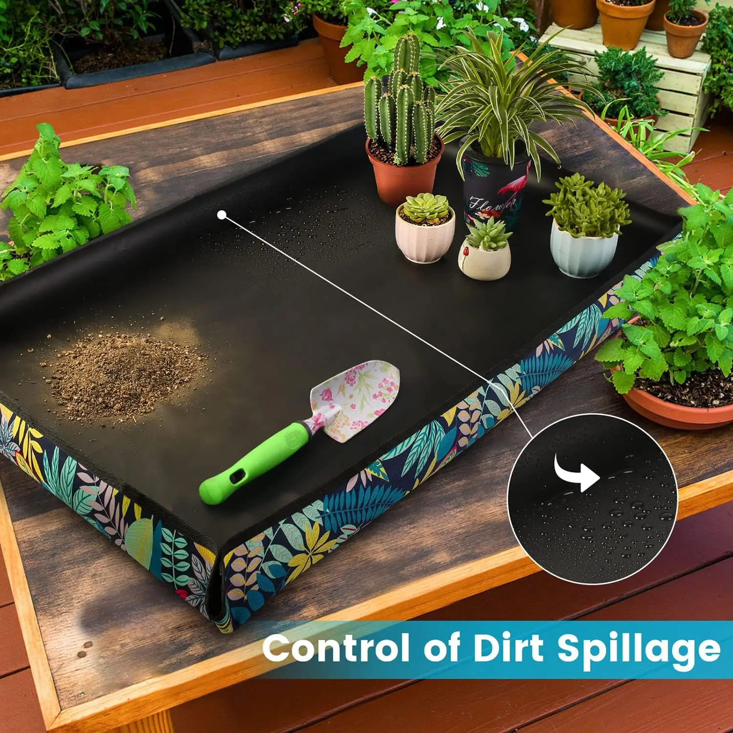 Printed Waterproof Oxford Garden Mat, High Density Fabric, Anti-Dirty Design, Portable Storage, Ideal for Home Gardening, Garden Plant Supplies