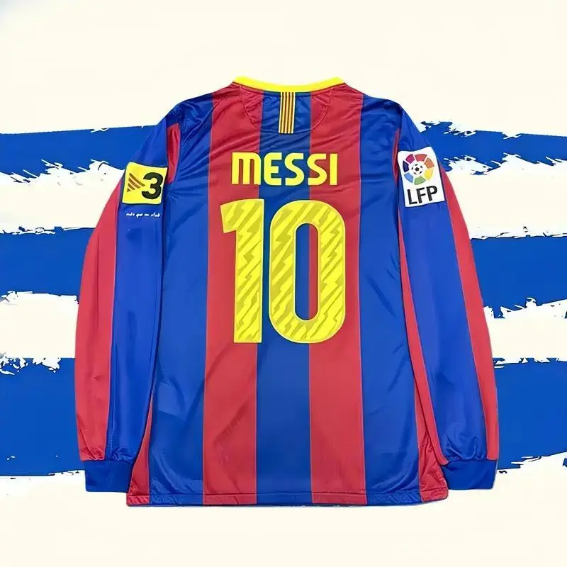 10-11 Season Home Red and Blue M10 #10 Long-Sleeve Retro Jersey