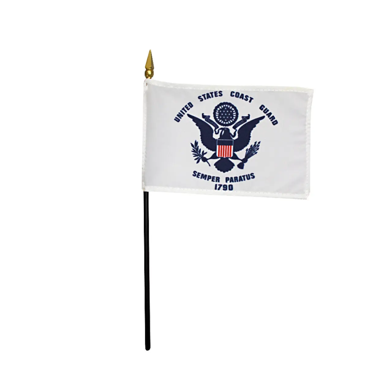 US Coast Guard 4 x 6 inch Nylon Stick Flag Mounted on 10" Staff - Minimum of 12
