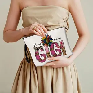 1pc I Love Being Gigi Cosmetic Makeup Bag, Vibrant Sunflower & Butterfly Design, Zipper Travel Pouch, Perfect Gift for Gigi, Women’s Cosmetics