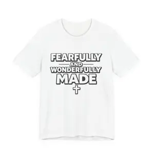 Fearfully and Wonderfully Made T-Shirt | Christian Scripture Tee, Cross Design