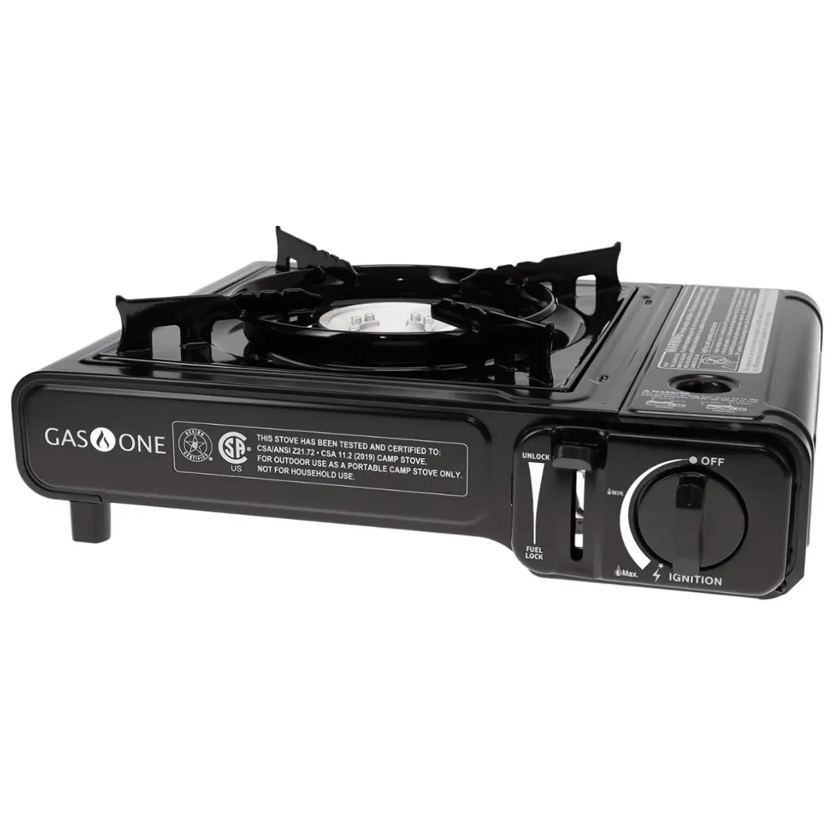 GasOne GS-1000 Portable Butane Camping Stove - 7,650 BTU Outdoor Cooking Station, Automatic Ignition, Carrying Case, CSA Listed, Safety Shut-Off System, Fuel Cartridge Injection, Quiet Operation, Hiking, Home Emergency Kit, Butane Gas Bottle, High Output
