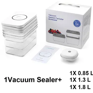 Electric Vacuum Food Storage Container Set with Automatic Vacuum Pump, BPA Free Airtight Preservation Box, Reusable Kitchen Fridge Organiser for Fruit Meat Leftovers