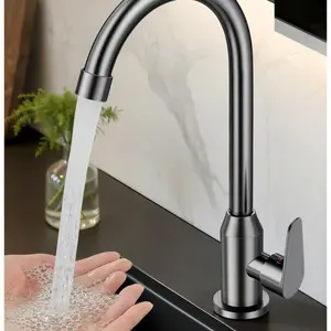Kitchen Faucet Cold Hot Dual Water Sink Basin Dishwasher Full Copper Single Cold Rotatable Pressure Splash Proof