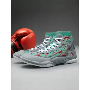 Men's Large Size Boxing Shoes, Professional Wrestling Shoes, Lightweight Breathable Training Competition, High Top Sporty Style, Athletic Sports Shoes