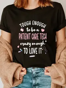 100% Cotton Tough Patient Care Technician PCT Week T-Shirt casual Fashion graphic tees for women